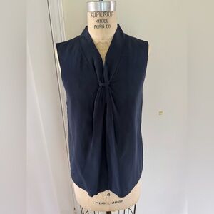 Elegant Navy Silk Sleeveless Top
